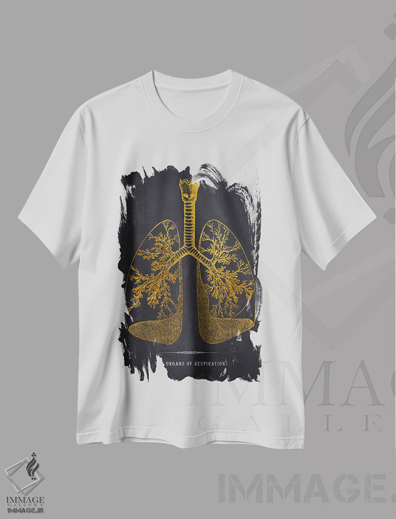 تیشرت طرح دار چاپ آناتومی ریه ها، هنر دیجیتال اثر پیکسل کهنه | فروشگاه ایماژ