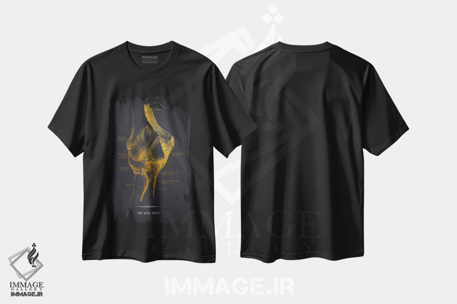 تیشرت طرح دار چاپ آناتومی مفصل زانو، هنر دیجیتال اثر پیکسل کهنه | فروشگاه ایماژ