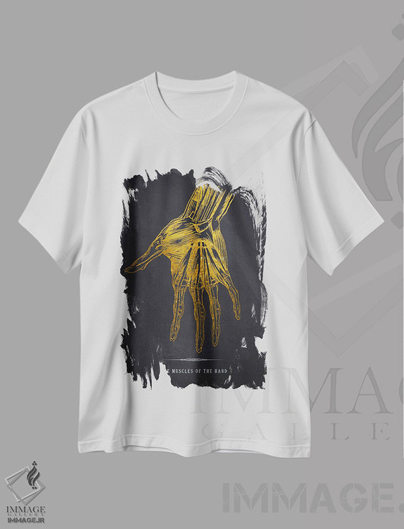 تیشرت طرح دار چاپ آناتومی دست، هنر دیجیتال اثر پیکسل کهنه | فروشگاه ایماژ
