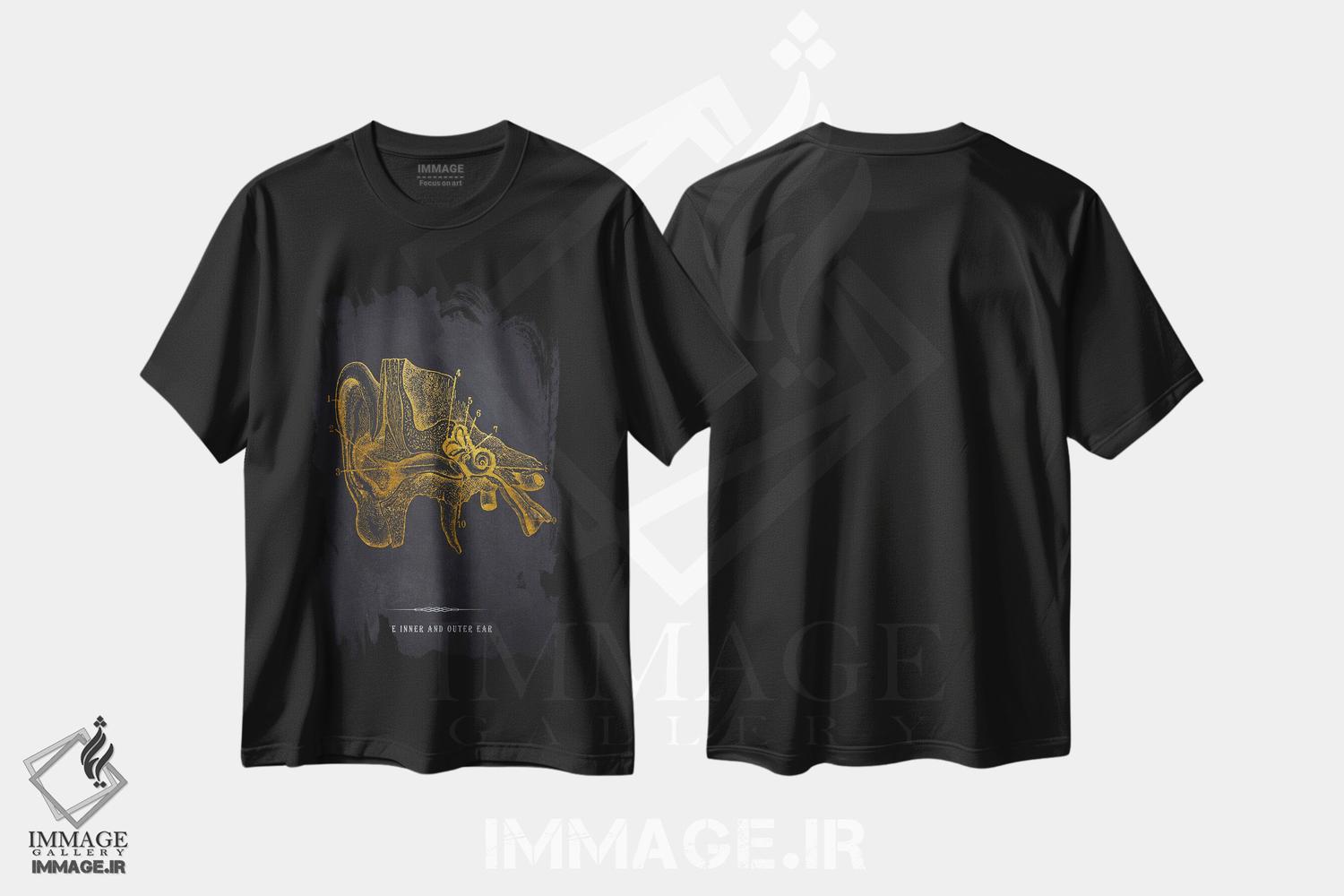 تیشرت طرح دار چاپ آناتومی گوش داخلی و خارجی، هنر دیجیتال اثر پیکسل کهنه | فروشگاه ایماژ