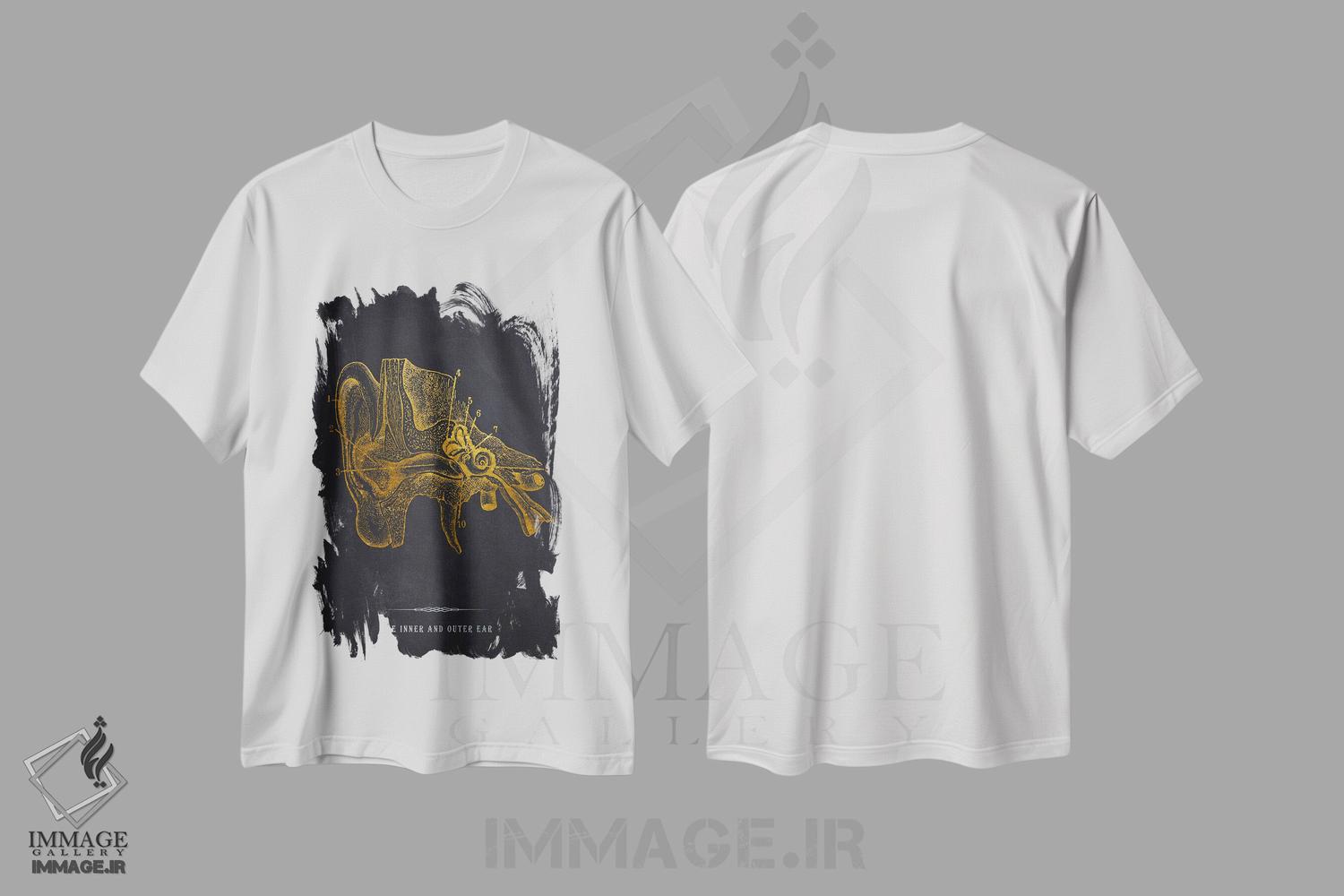 تیشرت طرح دار چاپ آناتومی گوش داخلی و خارجی، هنر دیجیتال اثر پیکسل کهنه | immage.ir