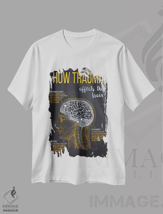 تیشرت طرح دار چاپ تأثیر ترومای روانی بر مغز، هنر دیجیتال اثر پیکسل کهنه | فروشگاه ایماژ