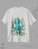 تیشرت طرح دار اختاپوس فیروزه ای، هنر دیجیتال اثر پیکسل کهنه | فروشگاه ایماژ