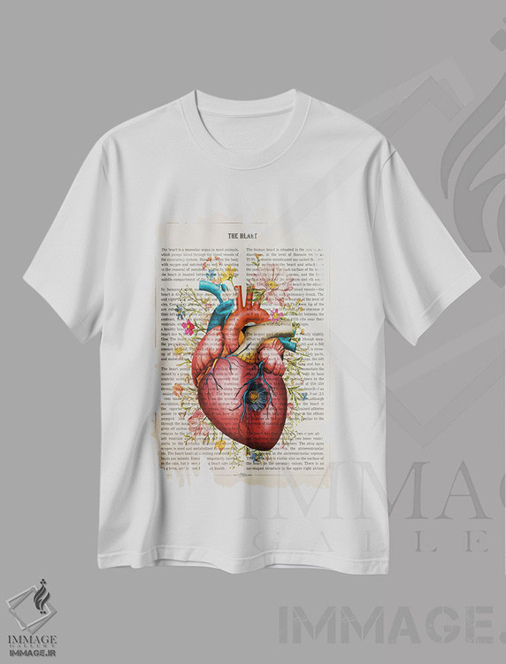 تیشرت طرح دار ساختار قلب به صورت گل، هنر دیجیتال اثر پیکسل کهنه | فروشگاه ایماژ
