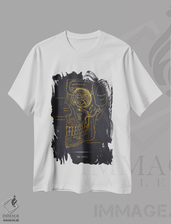 تیشرت طرح دار آناتومی جمجمه، هنر دیجیتال اثر پیکسل کهنه | فروشگاه ایماژ