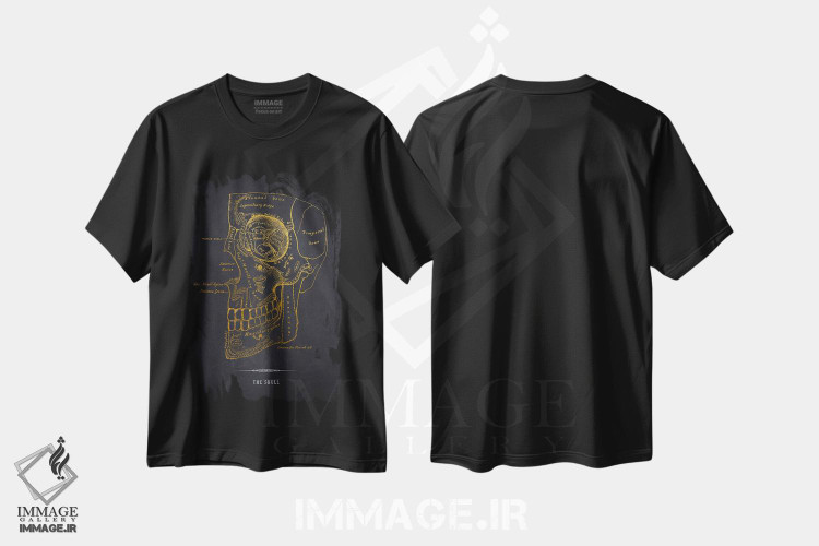 تیشرت طرح دار آناتومی جمجمه، هنر دیجیتال اثر پیکسل کهنه | immage.ir