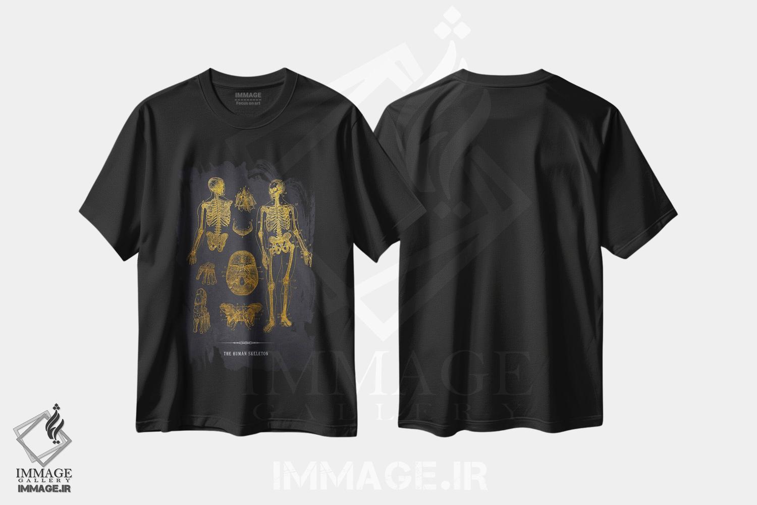 تیشرت طرح دار آناتومی اسکلت انسان، هنر دیجیتال اثر پیکسل کهنه | immage.ir