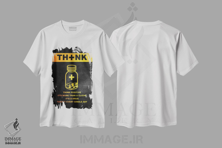 تیشرت طرح دار تفکر مثبت دارویی، تزئینی اثر آدریان بالدُوینو | فروشگاه ایماژ