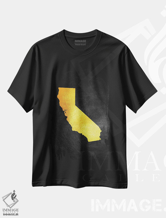 تیشرت طرح دار نقشه طلایی کالیفرنیا، تزئینی اثر آدریان بالدُوینو | immage.ir