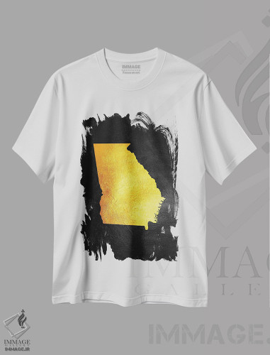 تیشرت طرح دار نقشه طلایی ایالت جورجیا، تزئینی اثر آدریان بالدُوینو | فروشگاه ایماژ