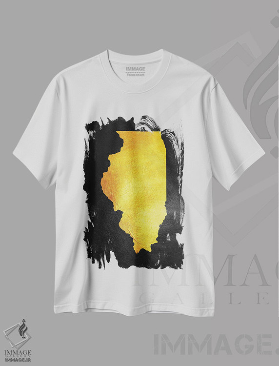 تیشرت طرح دار نقشه طلایی ایلینوی، تزئینی اثر آدریان بالدُوینو | فروشگاه ایماژ