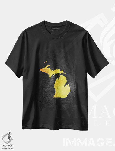 تیشرت طرح دار نقشه طلایی میشیگان، تزئینی اثر آدریان بالدُوینو | فروشگاه ایماژ