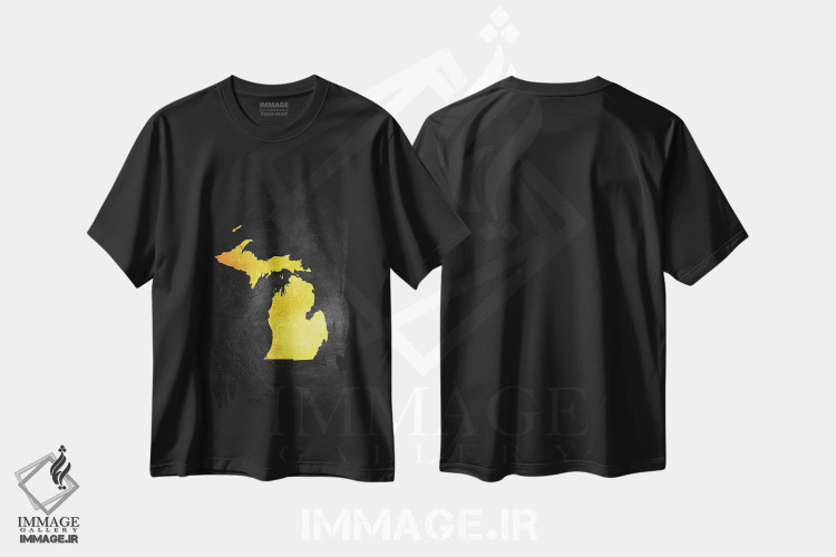 تیشرت طرح دار نقشه طلایی میشیگان، تزئینی اثر آدریان بالدُوینو | فروشگاه ایماژ