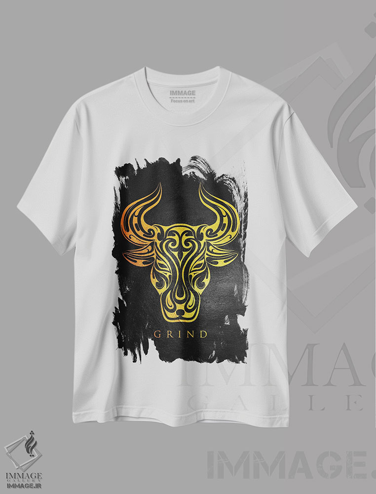 تیشرت طرح دار سختکوشی گاوها، تزئینی اثر آدریان بالدُوینو | فروشگاه ایماژ