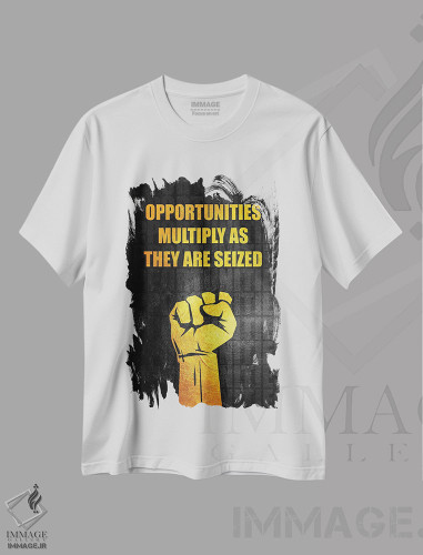 تیشرت طرح دار فرصت را غنیمت بشمار، تزئینی اثر آدریان بالدُوینو | فروشگاه ایماژ