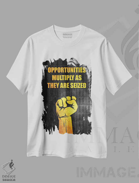 تیشرت طرح دار فرصت را غنیمت بشمار، تزئینی اثر آدریان بالدُوینو | فروشگاه ایماژ
