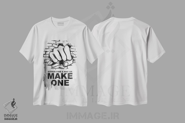 تیشرت طرح دار راهی پیدا کن، هنر تزئینی سیاه و سفید اثر آدریان بالدُوینو | immage.ir