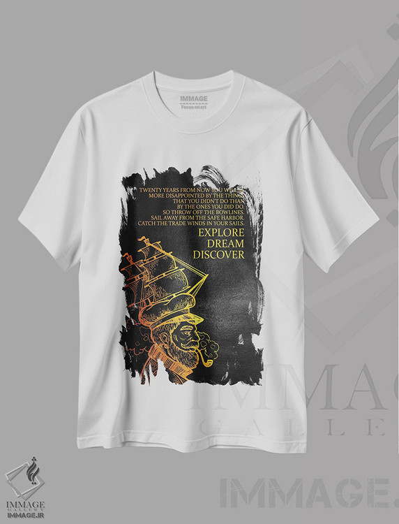 تیشرت طرح دار کاوش کن، رؤیا داشته باش، کشف کن، تزئینی اثر آدریان بالدُوینو | فروشگاه ایماژ