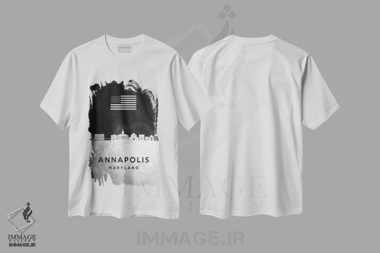 تیشرت طرح دار خط افق نقره ای آناپولیس مریلند، هنر دیجیتال اثر آدریان بالدُوینو | فروشگاه ایماژ