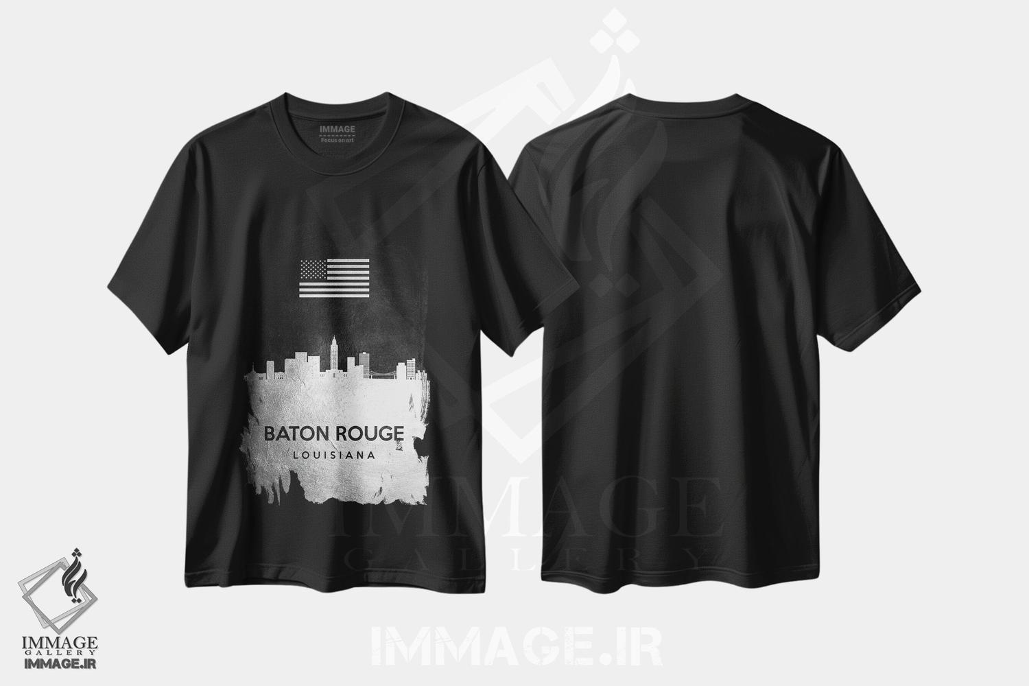 تیشرت طرح دار خط افق نقره ای باتون روژ لوئیزیانا، هنر دیجیتال اثر آدریان بالدُوینو | فروشگاه ایماژ