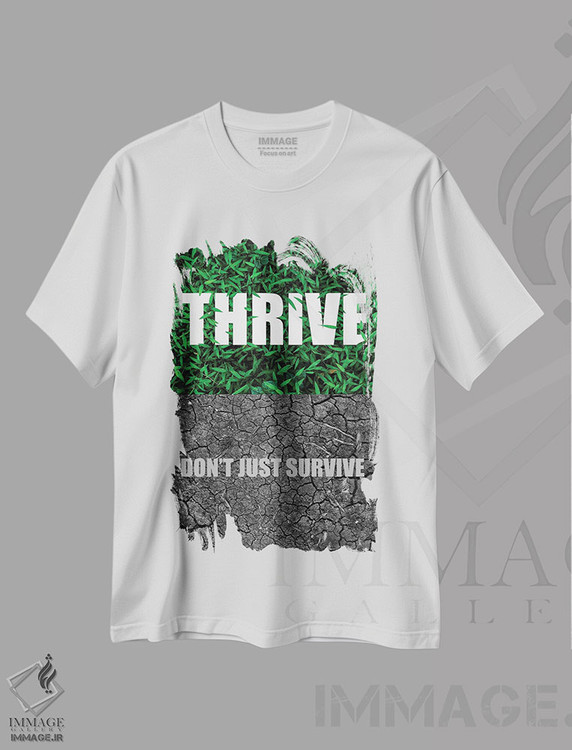 تیشرت طرح دار شکوفا شو فقط زنده نمان، مدیوم اثر آدریان بالدُوینو | immage.ir