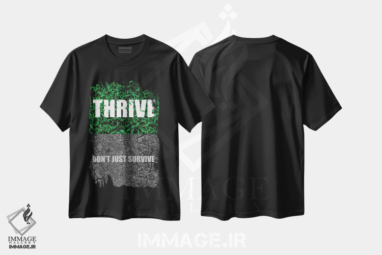 تیشرت طرح دار شکوفا شو فقط زنده نمان، مدیوم اثر آدریان بالدُوینو | فروشگاه ایماژ