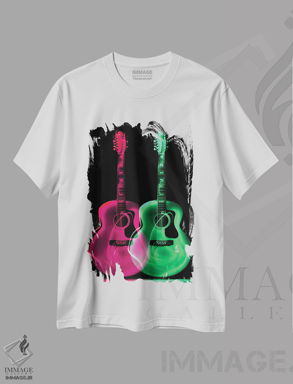 تیشرت طرح دار گیتار نئونی ۲، هنر دیجیتال اثر آدریان بالدُوینو | فروشگاه ایماژ