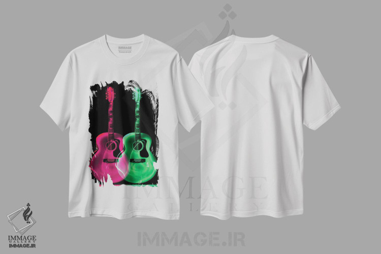 تیشرت طرح دار گیتار نئونی ۲، هنر دیجیتال اثر آدریان بالدُوینو | فروشگاه ایماژ
