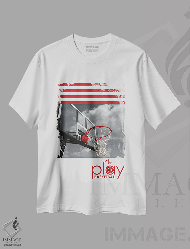 تیشرت طرح دار بازی بسکتبال، مدیوم اثر آدریان بالدُوینو | فروشگاه ایماژ