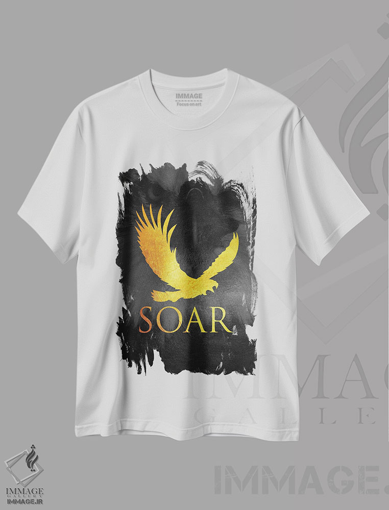 تیشرت طرح دار مانند عقاب اوج بگیر، تایپوگرافی اثر آدریان بالدُوینو | فروشگاه ایماژ