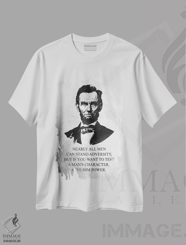 تیشرت طرح دار شخصیت آبراهام لینکلن، تایپوگرافی اثر آدریان بالدُوینو | فروشگاه ایماژ
