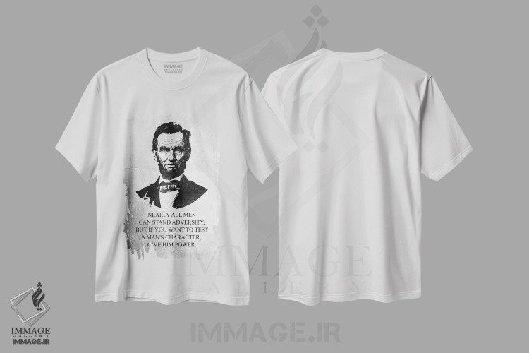 تیشرت طرح دار شخصیت آبراهام لینکلن، تایپوگرافی اثر آدریان بالدُوینو | فروشگاه ایماژ