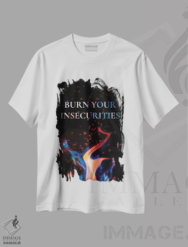 تیشرت طرح دار ناامنی هایت را بسوزان، هنر دیجیتال اثر آدریان بالدُوینو | فروشگاه ایماژ