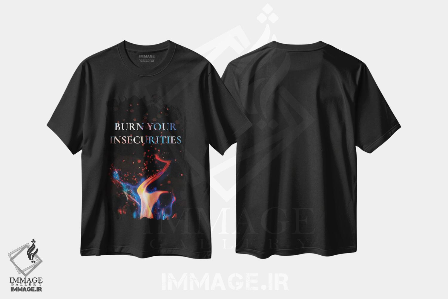 تیشرت طرح دار ناامنی هایت را بسوزان، هنر دیجیتال اثر آدریان بالدُوینو | immage.ir
