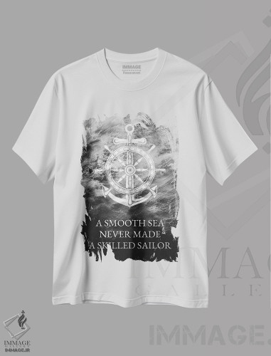 تیشرت طرح دار دریای آرام دریانورد ماهر نمی سازد، دکور ساحلی اثر آدریان بالدُوینو | فروشگاه ایماژ