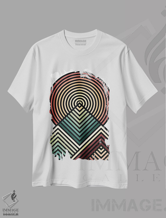 تیشرت طرح دار کوه های سبز، آبستره اثر اندرو ام بارلو | فروشگاه ایماژ