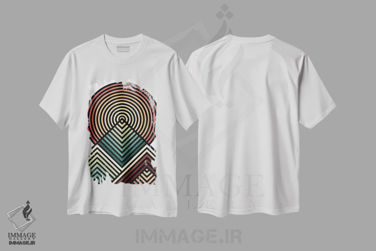 تیشرت طرح دار کوه های سبز، آبستره اثر اندرو ام بارلو | فروشگاه ایماژ