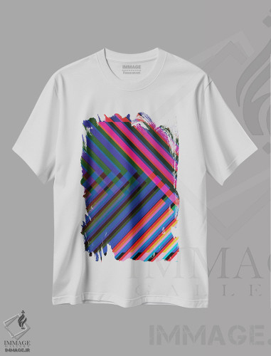 تیشرت طرح دار تار نئونی ۱، آبستره اثر اندرو ام بارلو | فروشگاه ایماژ