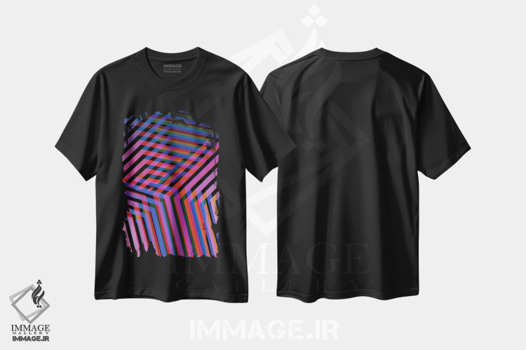 تیشرت طرح دار تار نئونی ۲، آبستره اثر اندرو ام بارلو | فروشگاه ایماژ
