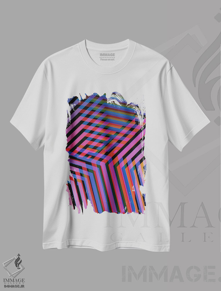 تیشرت طرح دار تار نئونی ۲، آبستره اثر اندرو ام بارلو | immage.ir
