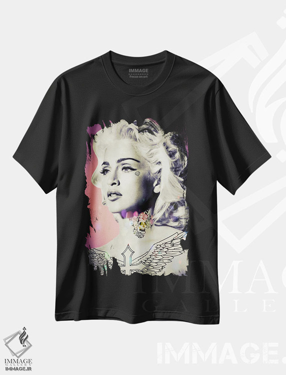 تیشرت طرح دار مدونا تتو شده، دکوراسیون جایگزین اثر اندرو ام بارلو | immage.ir