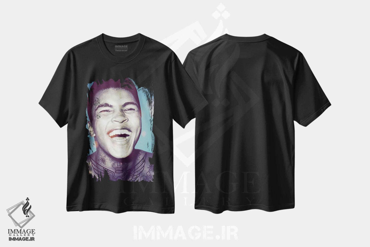 تیشرت طرح دار علی تتو شده، هنر آمریکایی آفریقایی تبار اثر اندرو ام بارلو | فروشگاه ایماژ