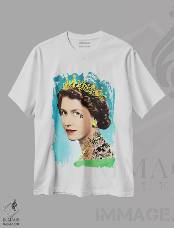 تیشرت طرح دار الیزابت تتو شده، دکوراسیون جایگزین اثر اندرو ام بارلو | فروشگاه ایماژ