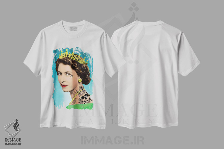 تیشرت طرح دار الیزابت تتو شده، دکوراسیون جایگزین اثر اندرو ام بارلو | فروشگاه ایماژ
