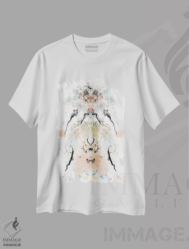 تیشرت طرح دار لکهٔ جوهر خاکی اثر اندرو ام بارلو | فروشگاه ایماژ