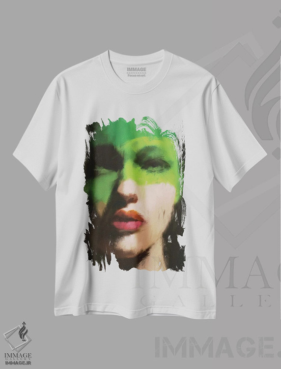 تیشرت طرح دار دختر سبزپوش ۲، هنر دیجیتال اثر اندرو ام بارلو | فروشگاه ایماژ