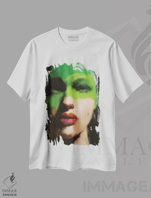 تیشرت طرح دار دختر سبزپوش ۲، هنر دیجیتال اثر اندرو ام بارلو | فروشگاه ایماژ
