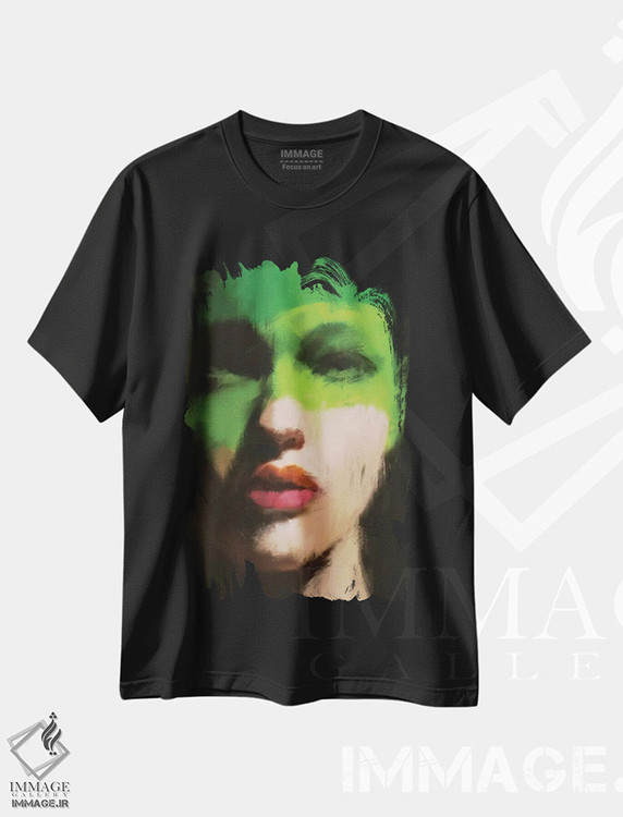 تیشرت طرح دار دختر سبزپوش ۲، هنر دیجیتال اثر اندرو ام بارلو | immage.ir