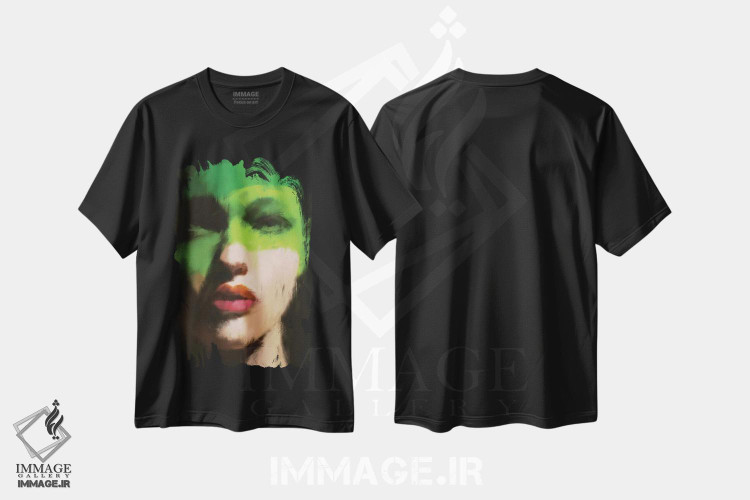 تیشرت طرح دار دختر سبزپوش ۲، هنر دیجیتال اثر اندرو ام بارلو | immage.ir
