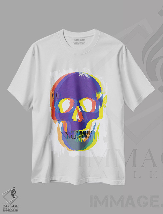 تیشرت طرح دار جمجمهٔ آبیِ تار، دکوراسیون جایگزین اثر اندرو ام بارلو | فروشگاه ایماژ